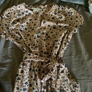 Loft pink knee length tie waist dress